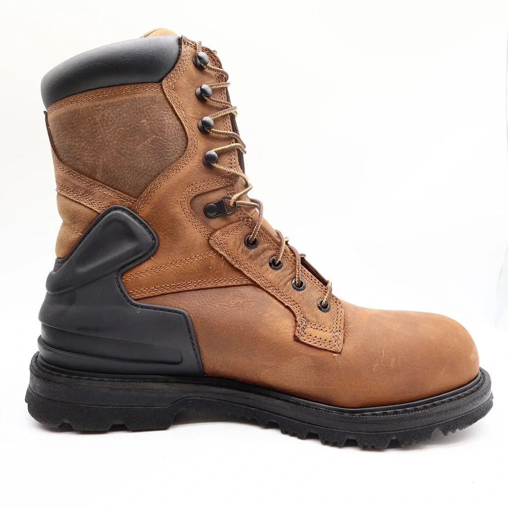 Carhartt Work Boots Mens 12 W Brown Leather Waterproof 8